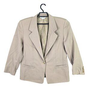Womens Austin Reed Beige Single Button Blazer 100% Worsted Wool Size 12